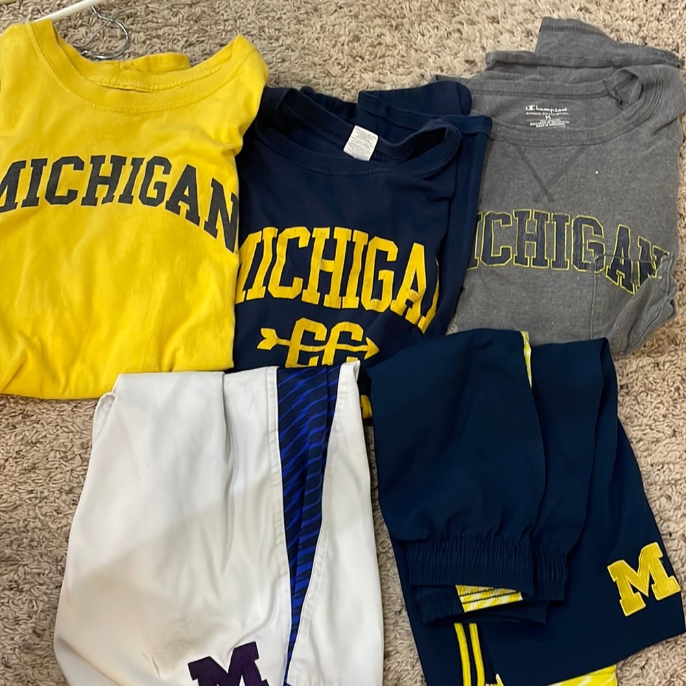 University of Michigan shirts and shorts starter pack